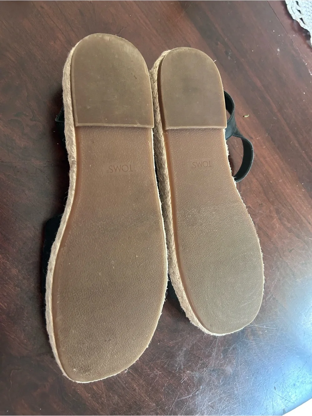 Toms Black Espadrille Sandals with Ankle Strap